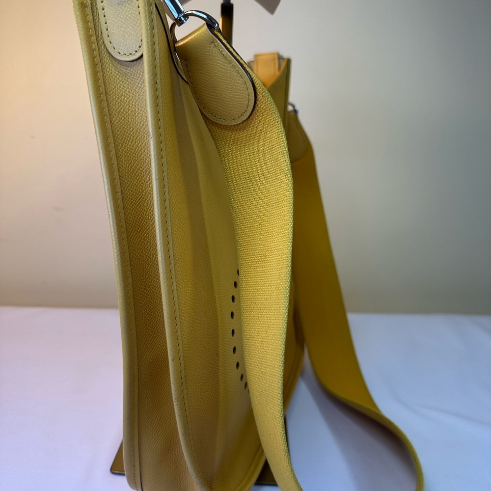 Hermes Evelyne PM Petit Modele Mustard Yellow Palladium HDW Square M 2009 COA - Picture 8 of 17